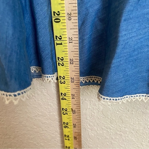 Jonathan Simkhai women's lace inset trumpet sleeve chambray top size S small - Picture 7 of 7